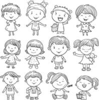 AI generated well hand drawing kids set doodle style illustration vector