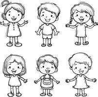 AI generated well hand drawing kids set doodle style illustration vector