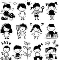 AI generated well hand drawing kids set doodle style illustration vector