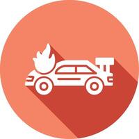 Accident Car In Fire Vector Icon