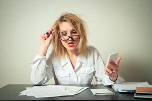 busy business woman having troubles photo