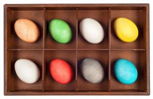 Easter Eggs in wooden box photo