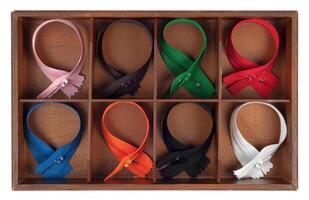 Multicolored zippers assortment photo