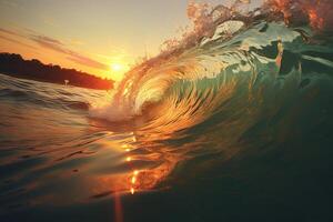 ai generado calma Oceano día. hermosa ver de un escarpado ola, Oceano día concepto foto