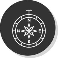 Compass Line Grey Circle Icon vector