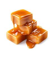 AI generated Caramel candy with caramel topping photo
