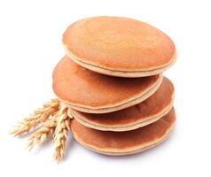 Pancakes on white backgrounds. Healthy food photo