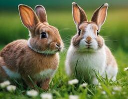 AI generated Image of two cute little bunnies. photo