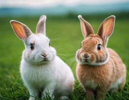 AI generated Image of two cute little bunnies. photo