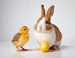 AI generated bunny, chick and egg. photo