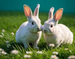 AI generated Image of two cute little bunnies. photo