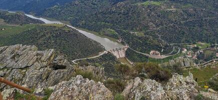 Fantastic view over one of the dams on the Douro River, in the northeast of Portugal. Wonderful trips. photo