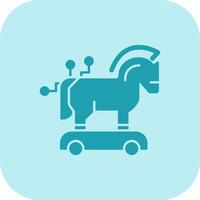 troyano caballo plano burbuja icono vector