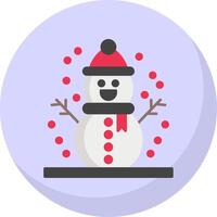 monigote de nieve plano burbuja icono vector