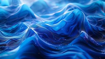 AI generated 3d rendering of abstract blue wavy liquid background. Creative digital art. photo