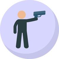 policía participación pistola plano burbuja icono vector