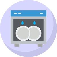 Dish Washing Flat Bubble Icon vector