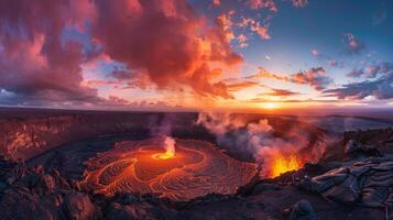 AI generated an elevated view overlooking a vast volcanic landscape, with a focus on a single photo