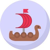 Viking Ship Flat Bubble Icon vector