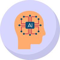 Artificial Intelligence Flat Bubble Icon vector