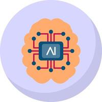 Artificial Intelligence Flat Bubble Icon vector