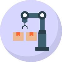 Industrial Robot Flat Bubble Icon vector