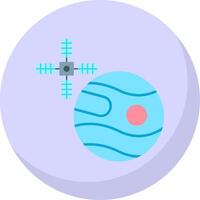 Uranus With Satellite Flat Bubble Icon vector