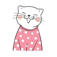 Draw vector illustration character collection cute cat.Doodle cartoon style.