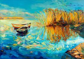 Baeutiful lake painting photo