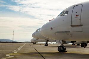 Airplane in a row photo