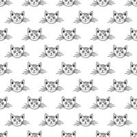 Seamless pattern with cat muzzle doodle for decorative print, wrapping paper, greeting cards, wallpaper and fabric vector