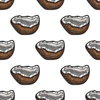 Seamless pattern with coconut doodle for decorative print, wrapping paper, greeting cards, wallpaper and fabric vector