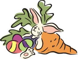 Rabbit with egg and carrots png