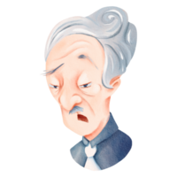 en tecknad serie illustration av ett äldre man med grå hår och en mustasch png