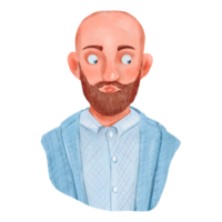 A man with a bald head and beard, wearing a blue dress shirt png