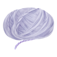 A watercolor illustration of a blue thread spool. Made of wool and cotton fibers. Suitable for crafting enthusiasts, sewing shops, textile manufacturers, and DIY-themed designs png
