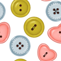 Seamless pattern of buttons in various colors. Buttons of different shapes and shades create a unique design. for decorative projects, cards, gift wrapping, and fabric items png