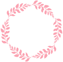 Pink leaf round wreath frame. png
