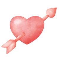 Heart With arrow water color, Cupid Arrow. png