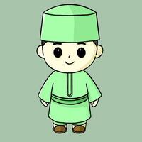 illustration of children wearing Muslim clothing for the month of Ramadan and Eid Mubarok vector