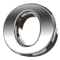 Silver Letter O 3d Rendering png