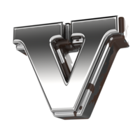 argent lettre v petit 3d le rendu png