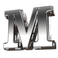 Silver Letter M 3d Rendering png