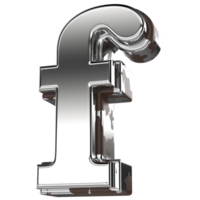 argent lettre F petit 3d le rendu png