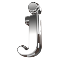 Silver Letter j Small 3d Rendering png