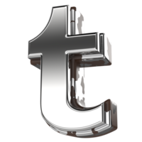 Silver Letter t Small 3d Rendering png