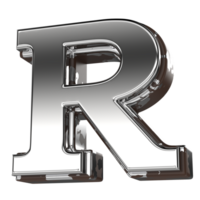 plata letra r 3d representación png