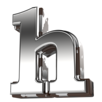 Silver Letter h Small 3d Rendering png