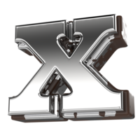 argent lettre X petit 3d le rendu png