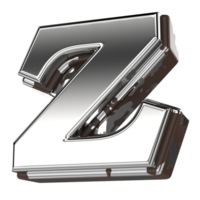 Silver Letter z Small 3d Rendering png
